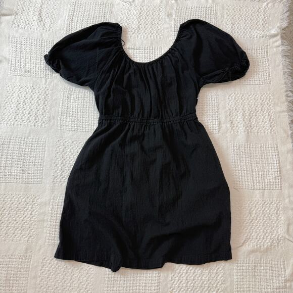Old Navy large puff sleeve tie back bow cut out mini dress pockets D2 2689 - Picture 7 of 10